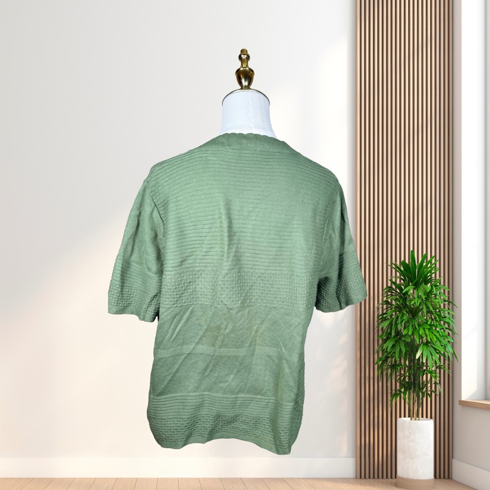 Nina Leonard Green Short Sleeve Cardigan - Picture 4 of 7